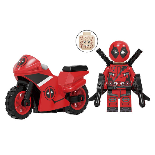 Wisecracking Mercenary Red-Suit Rogue Fighter w/ Motorcycle Figurine