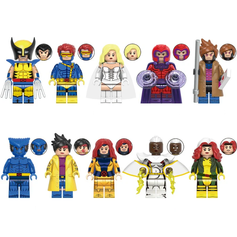 Marvel Original X-Men Figurines (Wolverine, Cyclops, White Queen, Magneto, Gambit, Beast, Jubilee, Jean, Storm, & Rogue)
