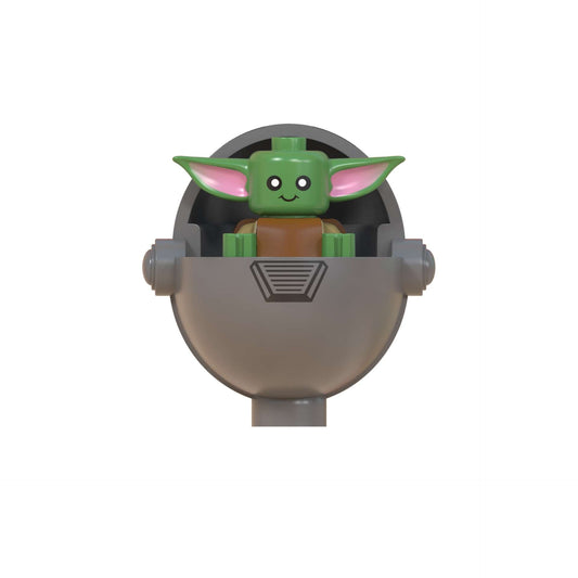 Custom-Compatible Green Alien Child with Pod Minifigure – Brick Building Fit