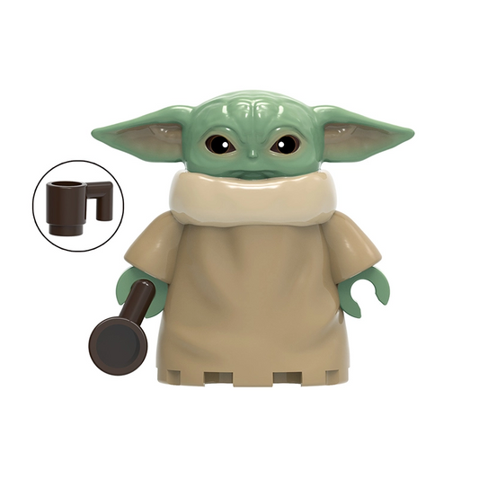 Custom-Compatible Green Alien Child with Cup Minifigure – Brick Building Fit