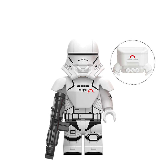 Custom-Compatible White Jet Trooper Minifigure – Brick Building Fit