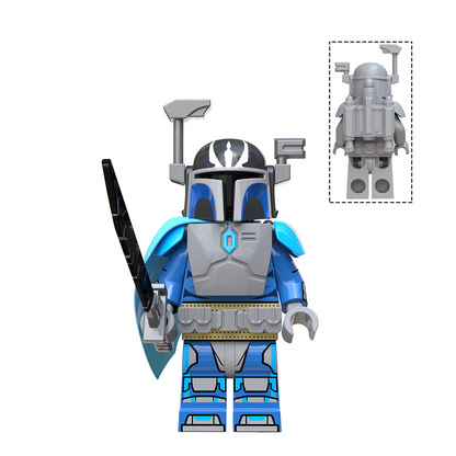 Custom-Compatible Armored Bounty Hunter Minifigure Set – Brick Building Fit