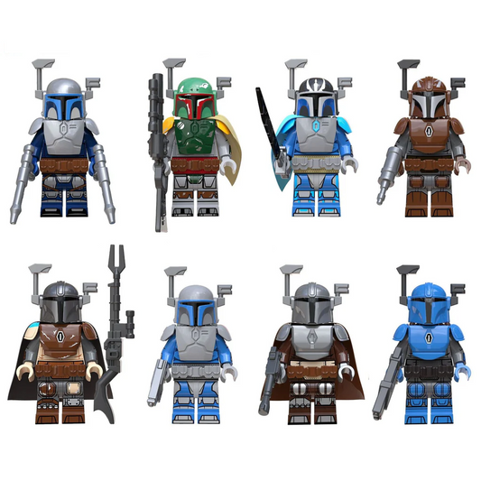 Custom-Compatible Armored Bounty Hunter Minifigure Set – Brick Building Fit