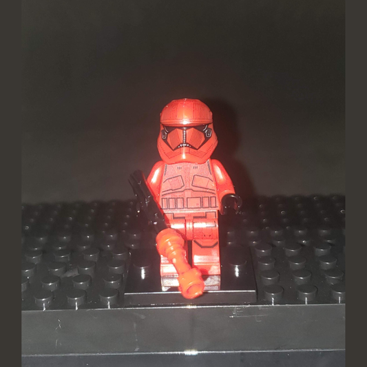 Custom-Compatible Red Armored Trooper Minifigure – Brick Building Fit