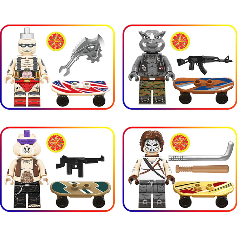 Custom-Compatible Hero Turtle Minifigure Set – Brick Building Fit