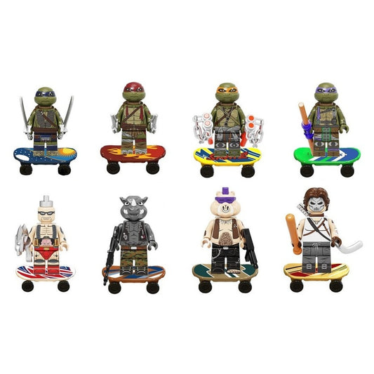 Custom-Compatible Hero Turtle Minifigure Set – Brick Building Fit