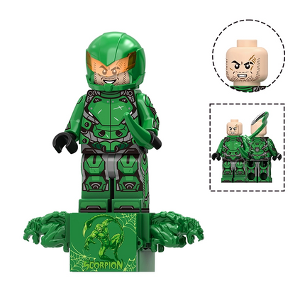 Bargain Brix Action Figures Emerald Scorpion Warrior Web-Slinging Hero & Supervillain Figurine Set – City Battle Collection