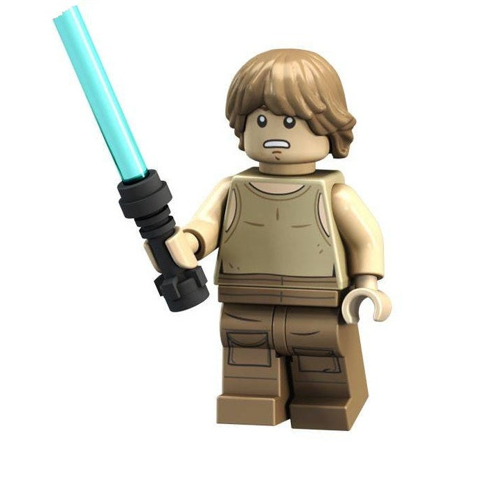 Bargain Brix Action Figures Galactic Farmboy Hero Figurine – Blue Energy Blade Warrior