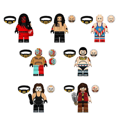 Bargain Brix Action Figures Pro Wrestling Legends Figurine Set – Championship Ring Collection