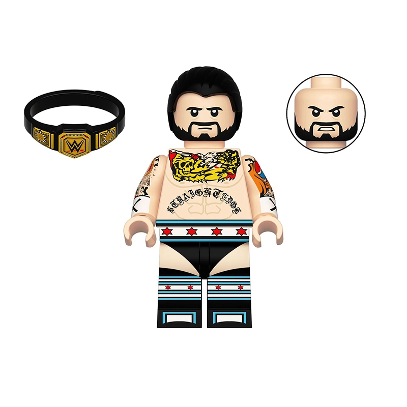 Bargain Brix Action Figures Rebel City Fighter Pro Wrestling Legends Figurine Set – Championship Ring Collection