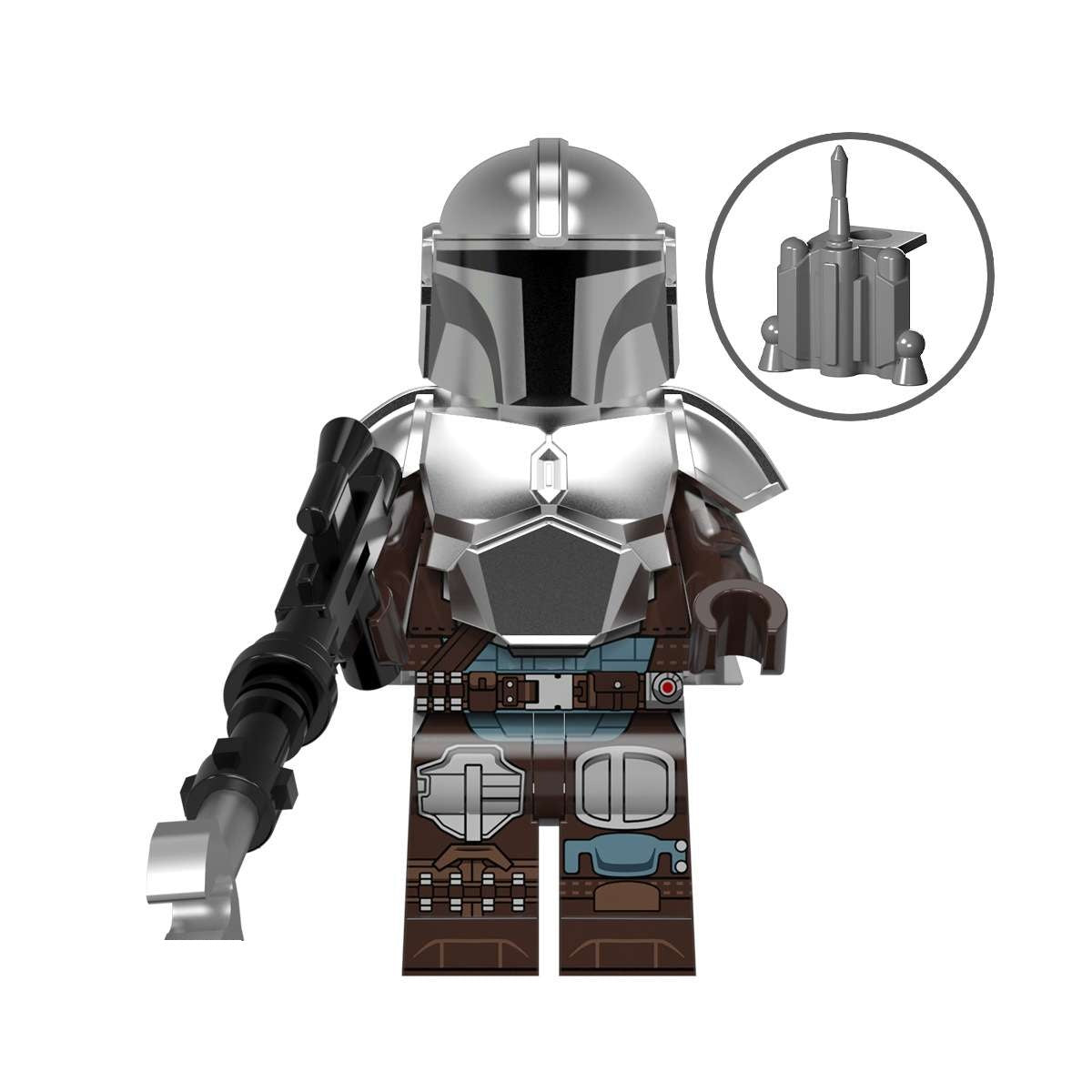 Bargain Brix Action Figures Silver Armored Bounty Hunter Galactic Saga Figurine Set