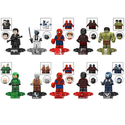 Bargain Brix Action Figures Web-Slinging Hero & Supervillain Figurine Set – City Battle Collection