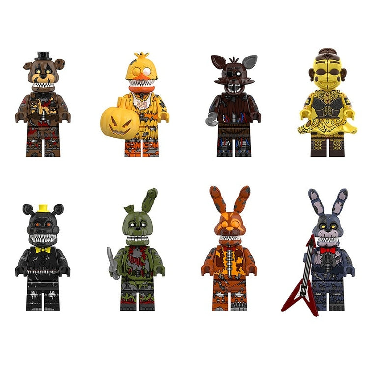 Bargain Brix All 8 Animatronic Iconic Mascot Minifigure Set – Horror-Style Collectible