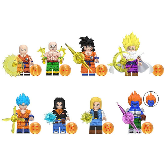 Bargain Brix All 8 Characters Anime Power Warrior Figurines