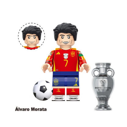 Bargain Brix Alvaro Morata Professional World Soccer Player Figurines Set With Printed Team Jerseys