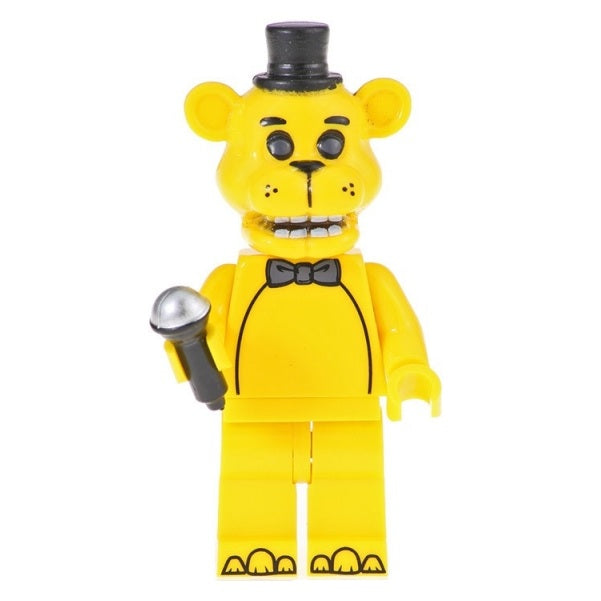 Bargain Brix Golden Bear Animatronic Iconic Mascot Minifigure Set – Horror-Style Collectible