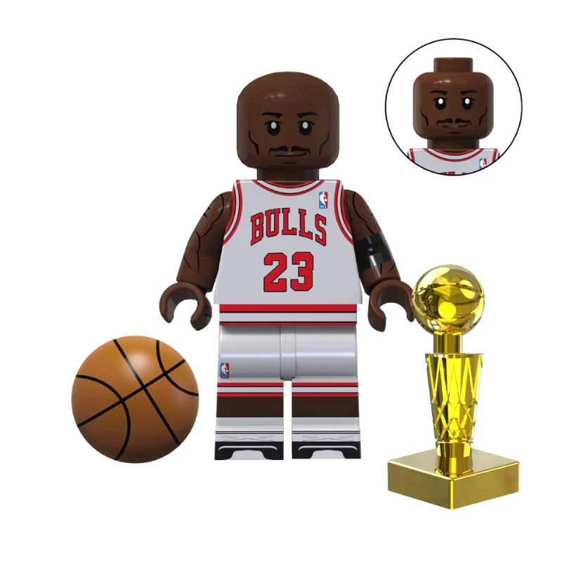 Bargain Brix Michael Jordan 2 Professional Basketball Figurines Set With Printed Uniforms In Team Colors