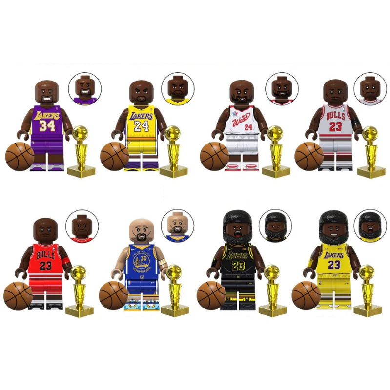 Bargain Brix Professional Basketball Figurines Set With Printed Uniforms In Team Colors