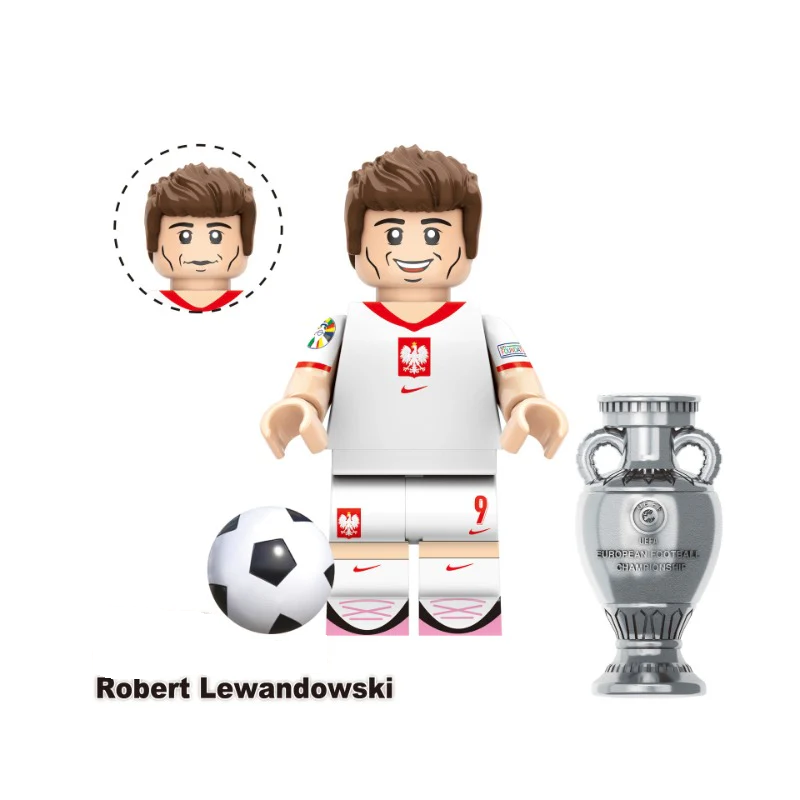 Bargain Brix Robert Lewandowski Professional World Soccer Player Figurines Set With Printed Team Jerseys