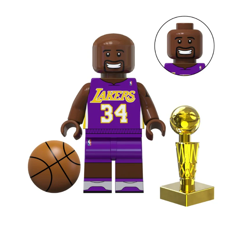 Bargain Brix Shaquille O'Neal Professional Basketball Figurines Set With Printed Uniforms In Team Colors