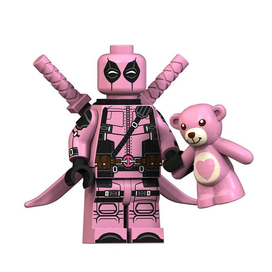 Bargain Brix Wisecracking Mercenary Pink Masked Mercenary with Plush Bear Figurine